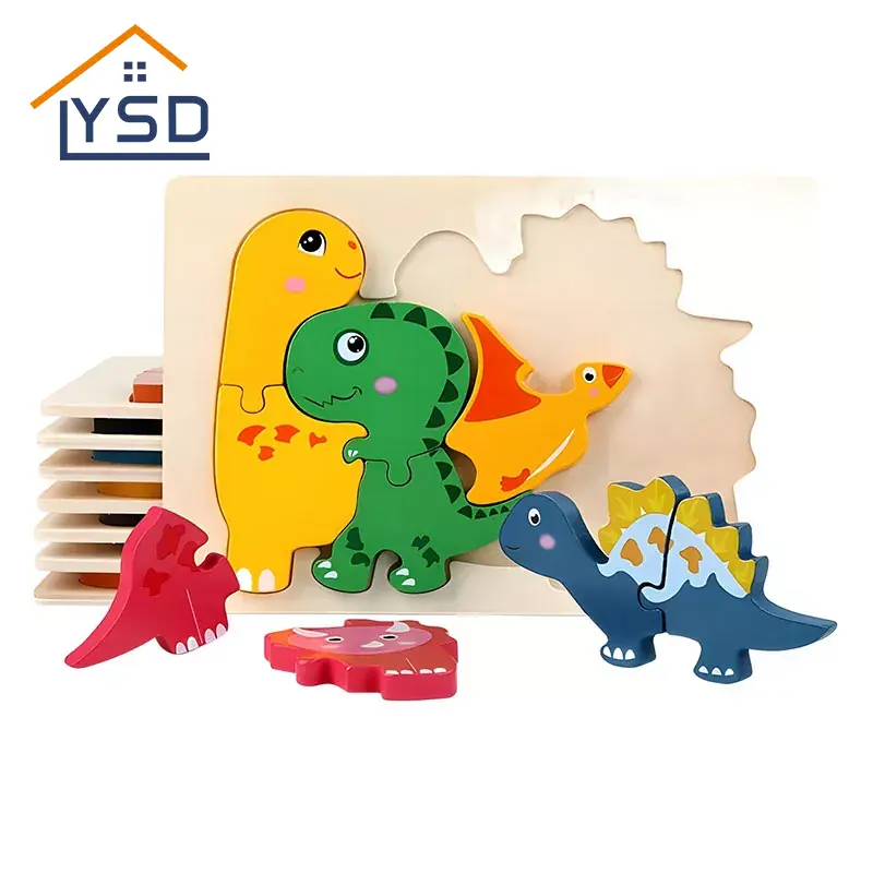 Pädagogisches Cartoon-Tier-Puzzle aus Holz für Kinder